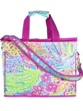 Lilly Pulitzer | Floral Insulated Cooler Lovers Coral Pink Shoulder Strap